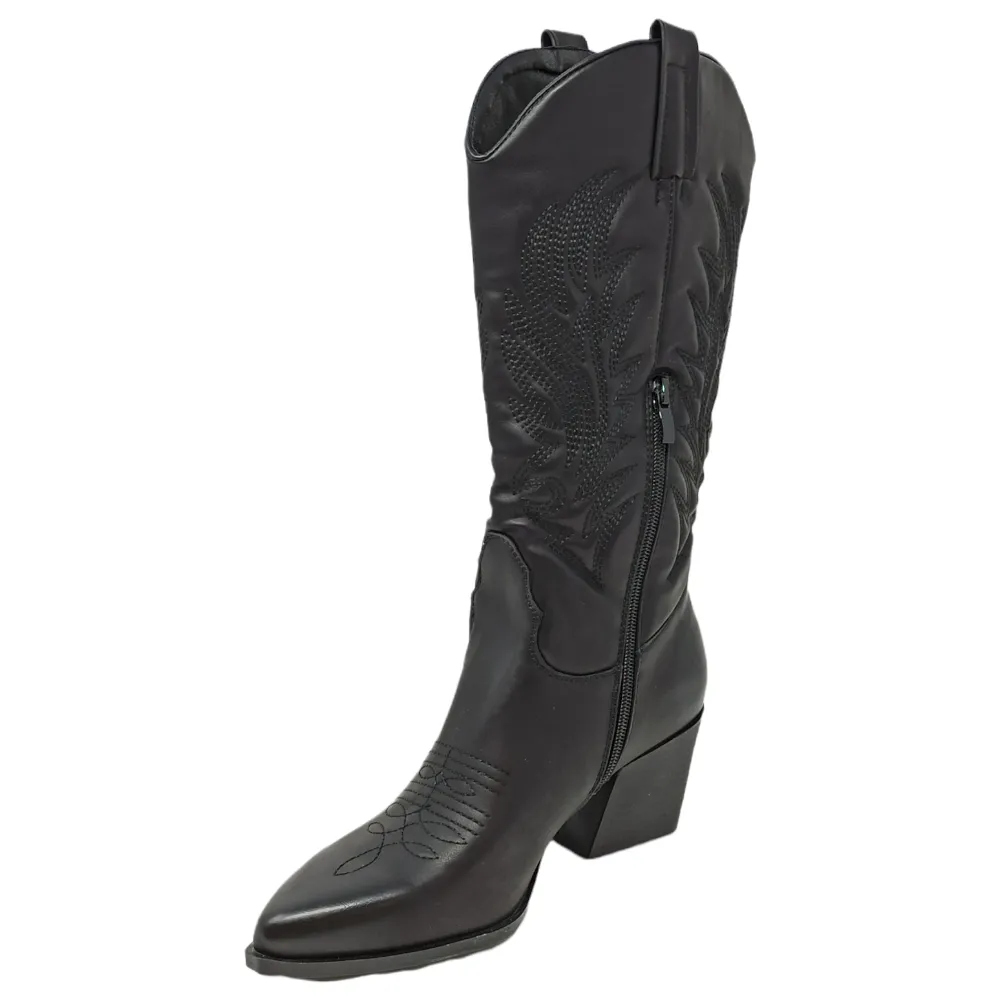 Stivale donna texano ecopelle King of hearts RAMONA black