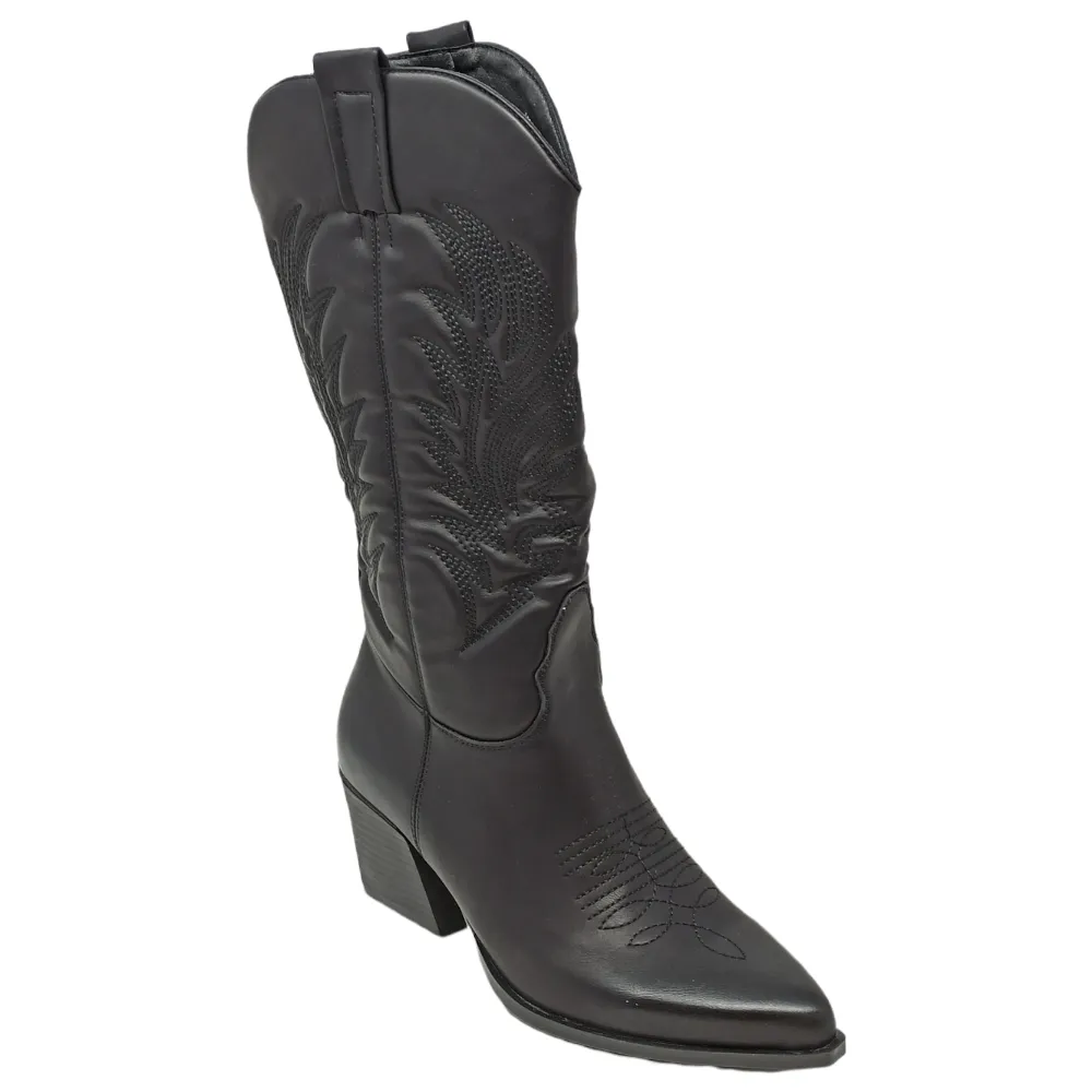 Stivale donna texano ecopelle King of hearts RAMONA black