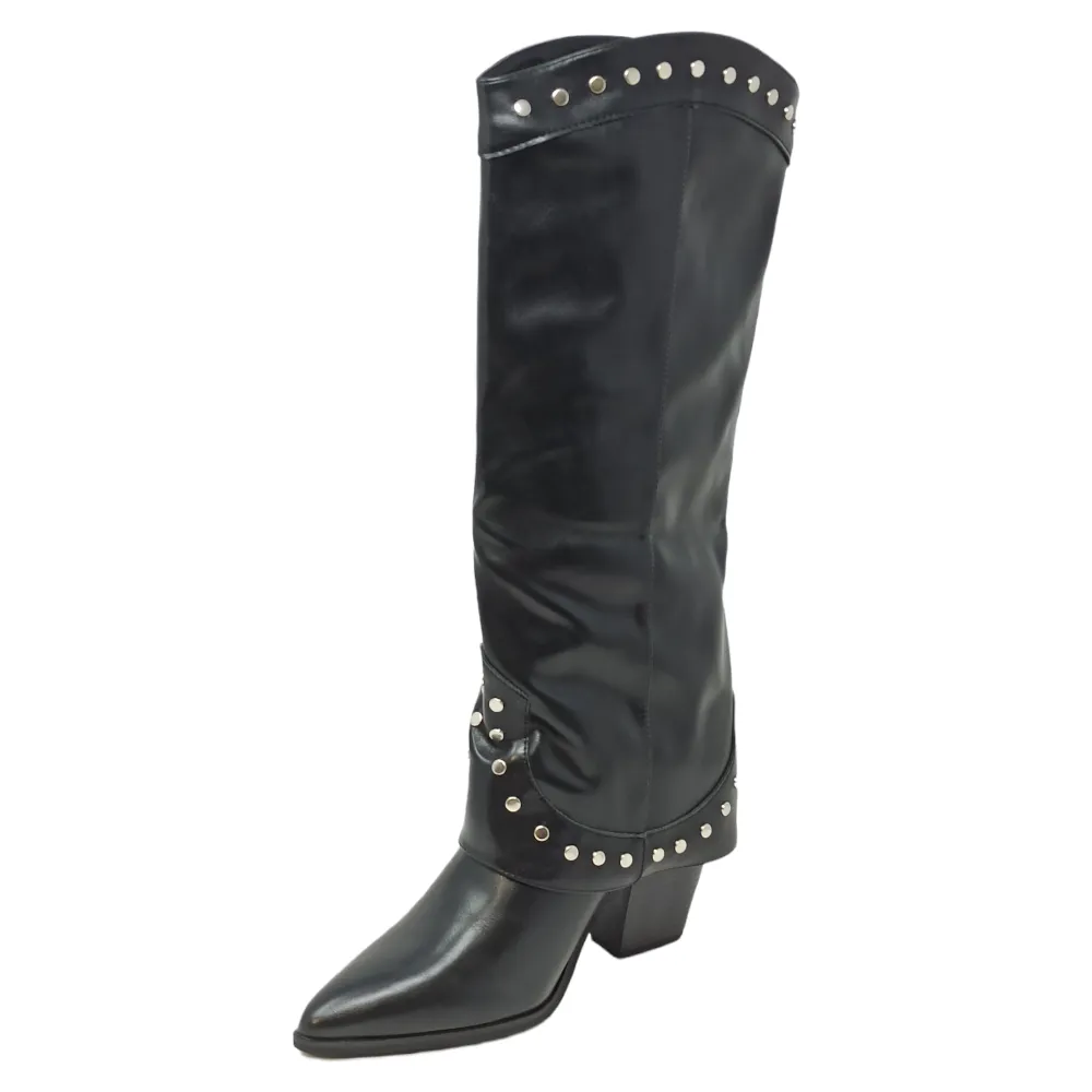 Stivale Texano Con Borchie Donna Ecopelle King Of Hearts Destiny