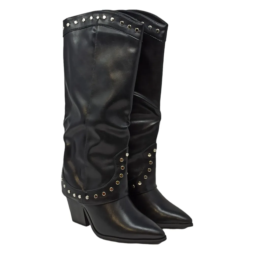 Stivale Texano Con Borchie Donna Ecopelle King Of Hearts Destiny