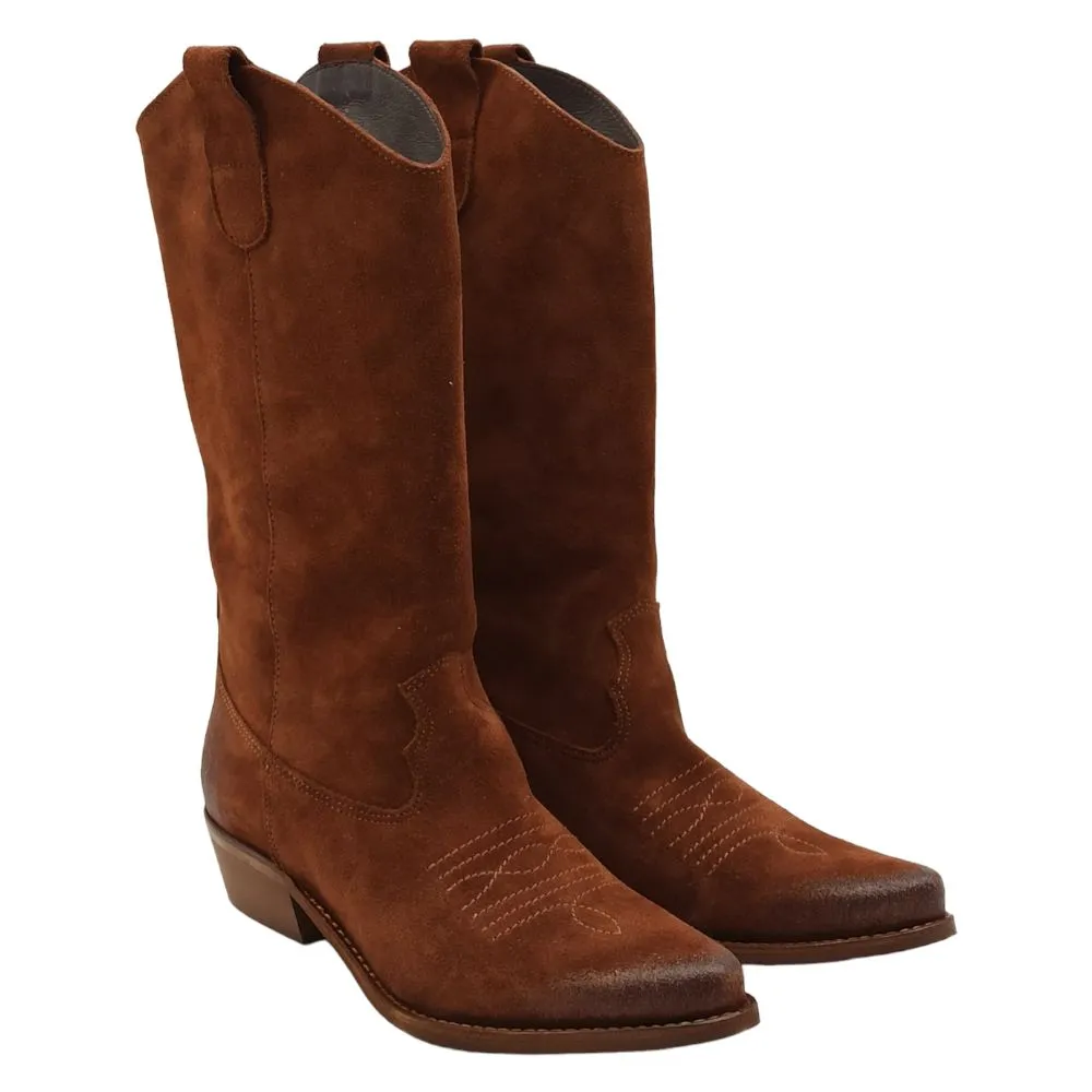 Stivale texano donna in camoscio Felmini 7962 SERRAJE TAN