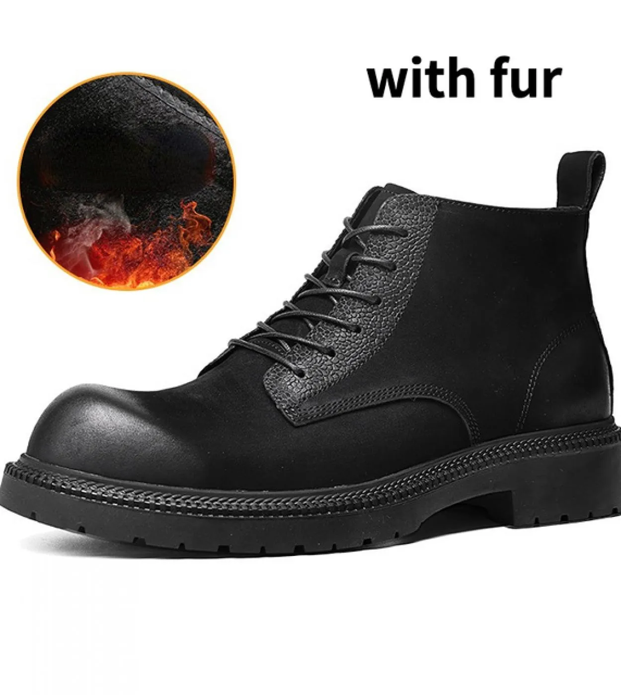 Stivali da uomo di lusso in vera pelle 2023 Inverno caldo Scarpe casual in pelle per uomo Marca di qualità Punta tonda Moda cavi