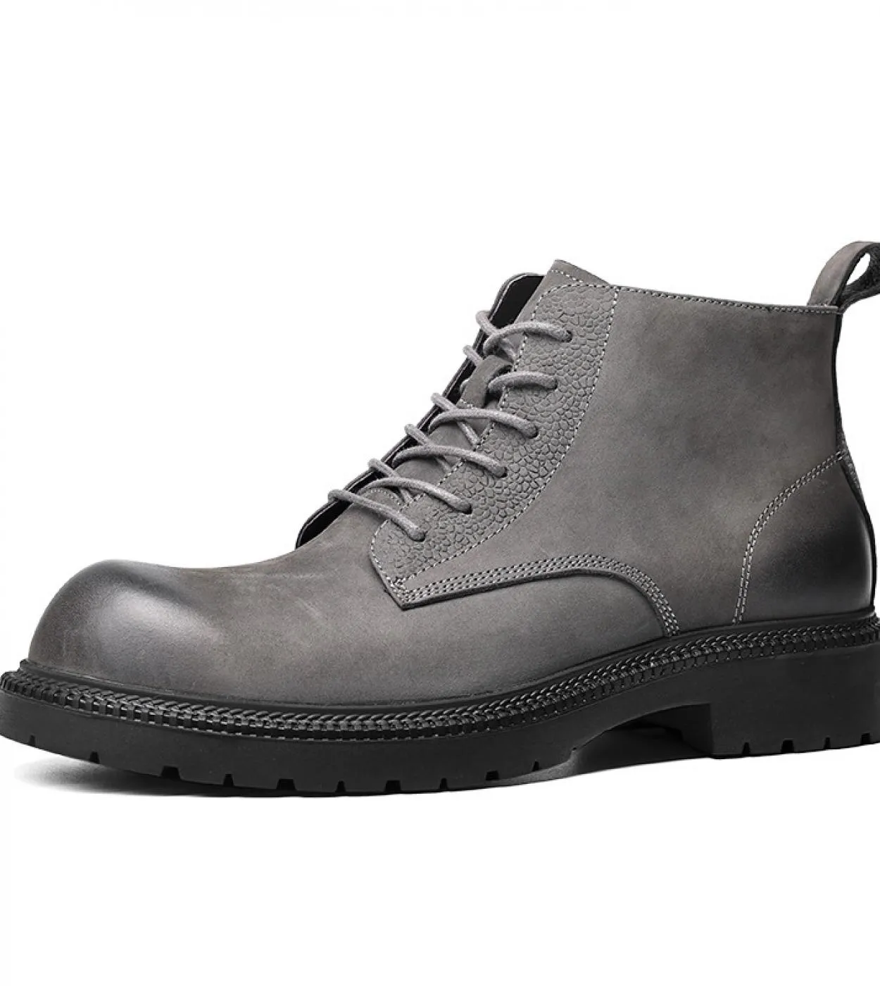 Stivali da uomo di lusso in vera pelle 2023 Inverno caldo Scarpe casual in pelle per uomo Marca di qualità Punta tonda Moda cavi