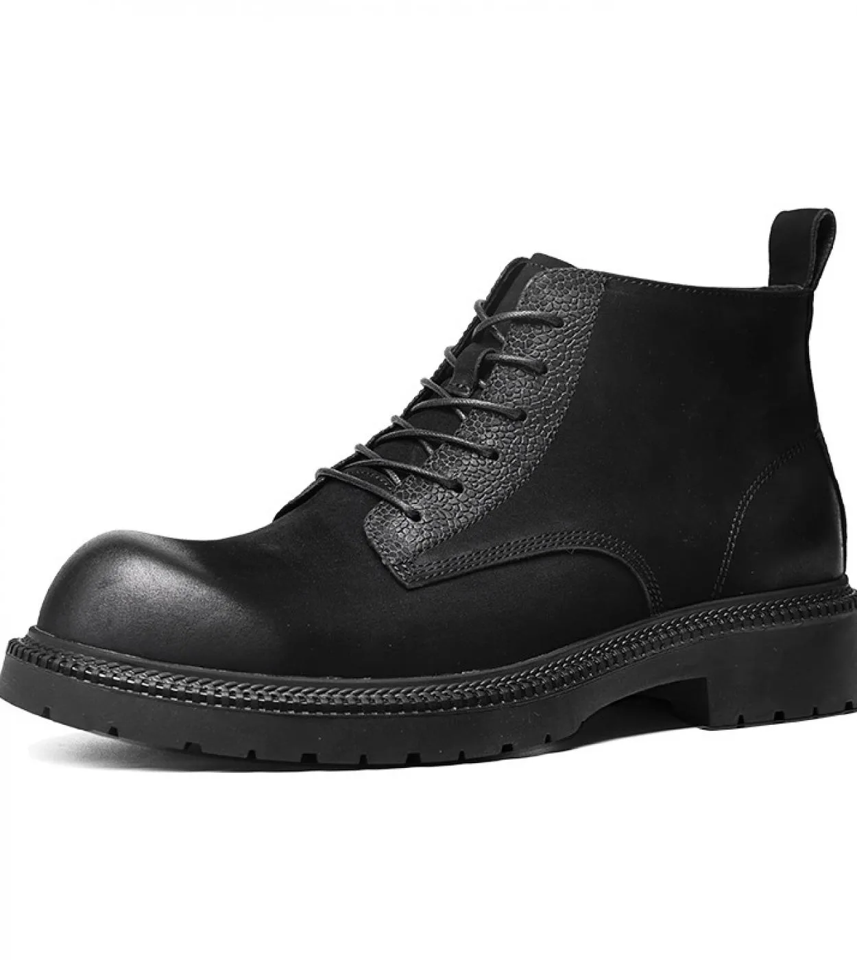 Stivali da uomo di lusso in vera pelle 2023 Inverno caldo Scarpe casual in pelle per uomo Marca di qualità Punta tonda Moda cavi