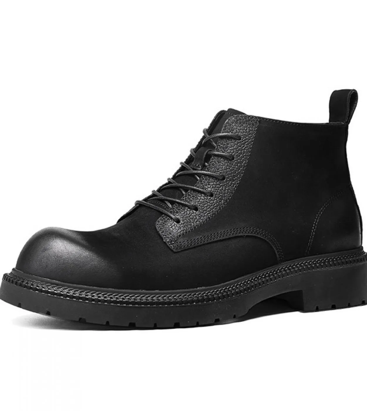 Stivali da uomo di lusso in vera pelle 2023 Inverno caldo Scarpe casual in pelle per uomo Marca di qualità Punta tonda Moda cavi