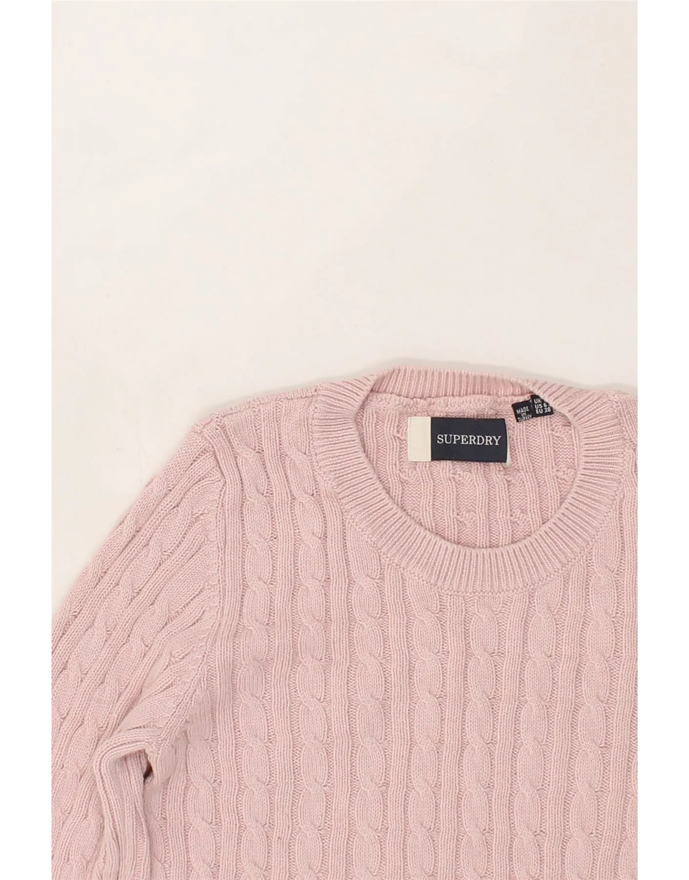 SUPERDRY Womens Crew Neck Jumper Sweater UK 10 Small Pink Cotton
