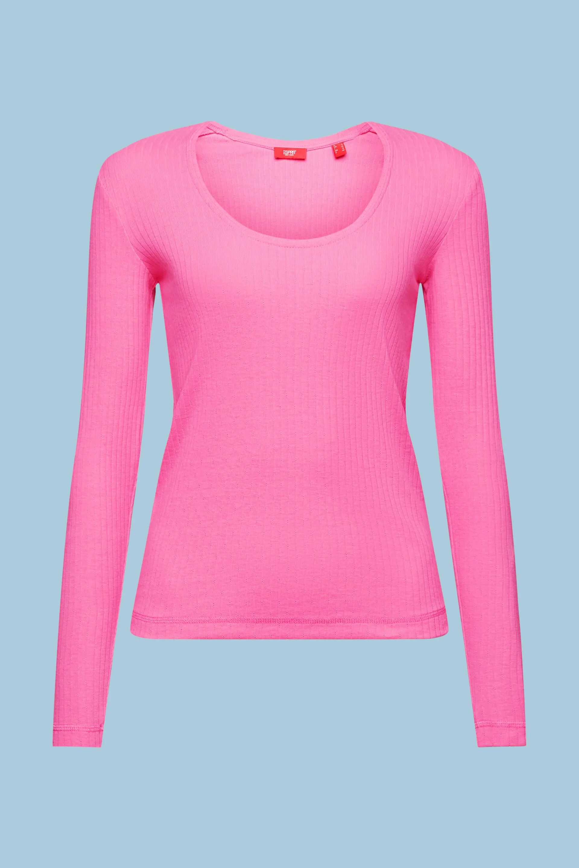 T-shirt con scollo rifinito pointelle