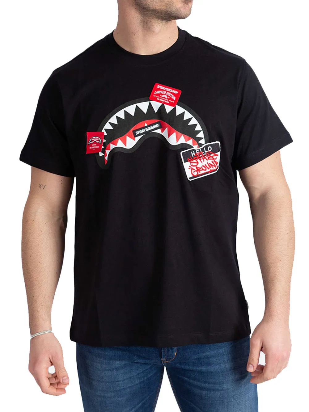 T-Shirt Uomo Sprayground SP439-BLK Label Shark Regular