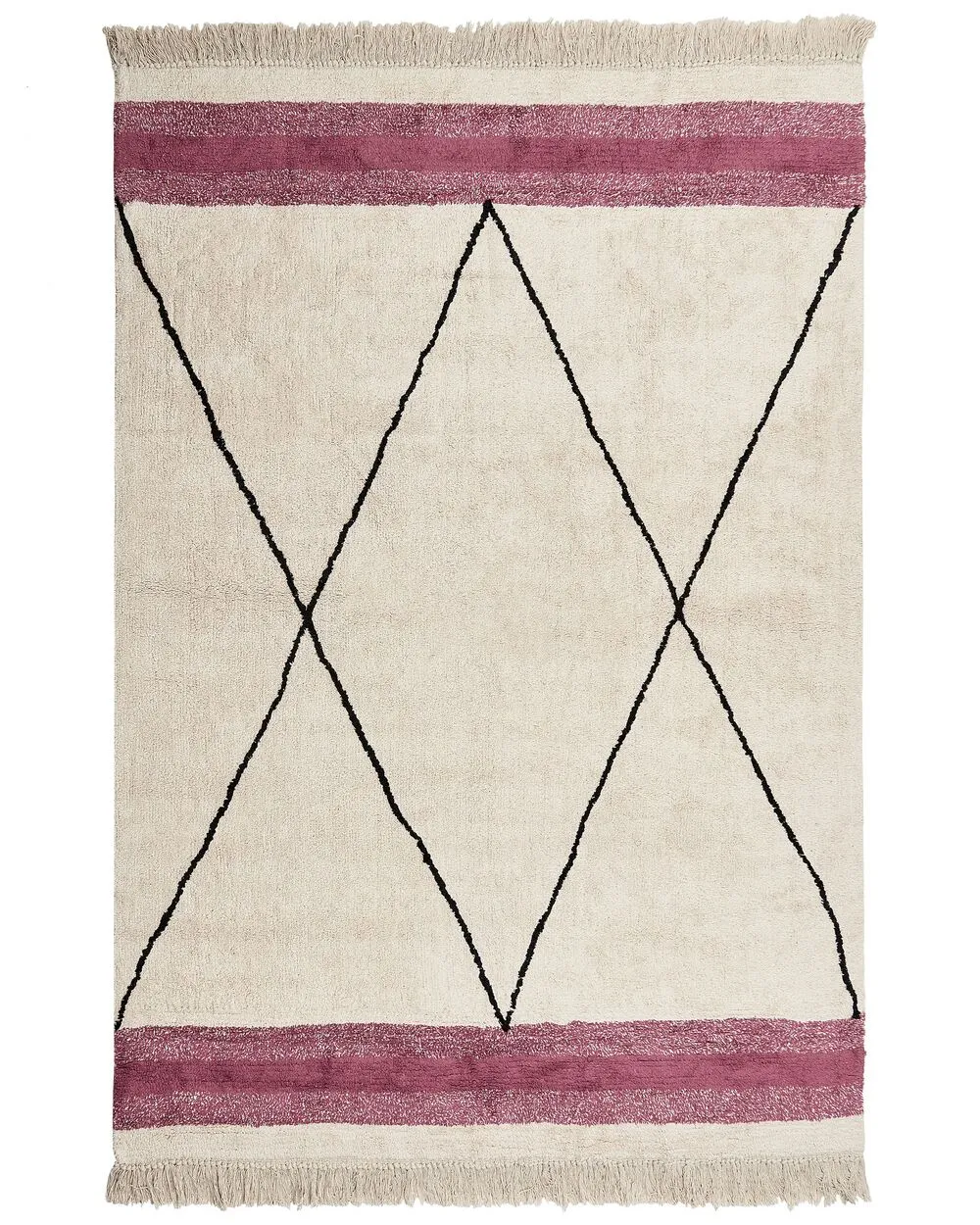 Tappeto cotone beige chiaro e rosa 160 x 230 cm AFSAR