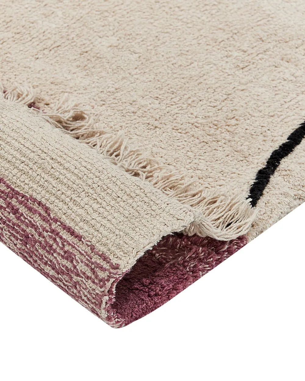 Tappeto cotone beige chiaro e rosa 160 x 230 cm AFSAR