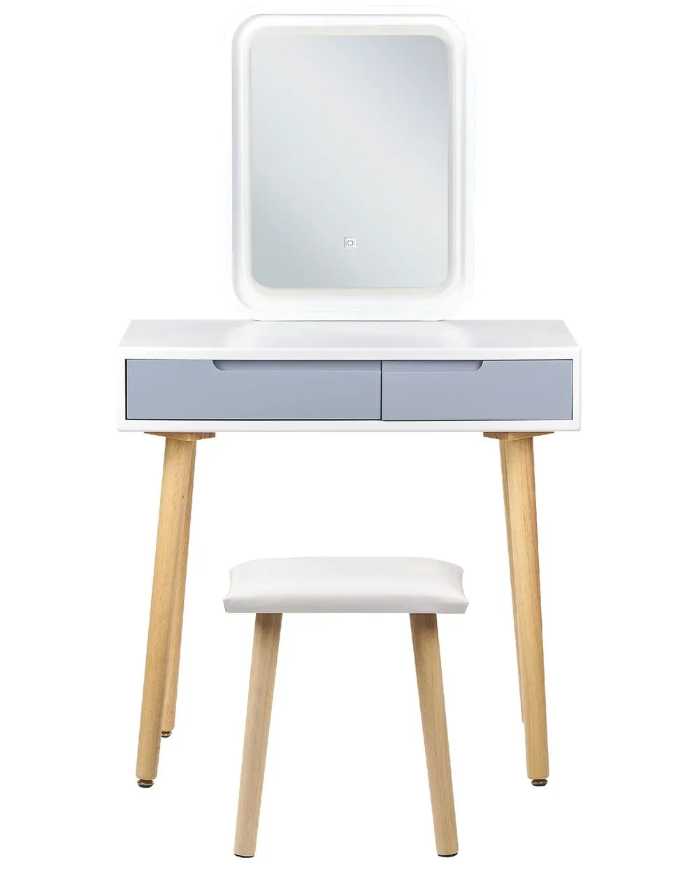 Toeletta con specchio e sgabello DIEPPE LED Bianco