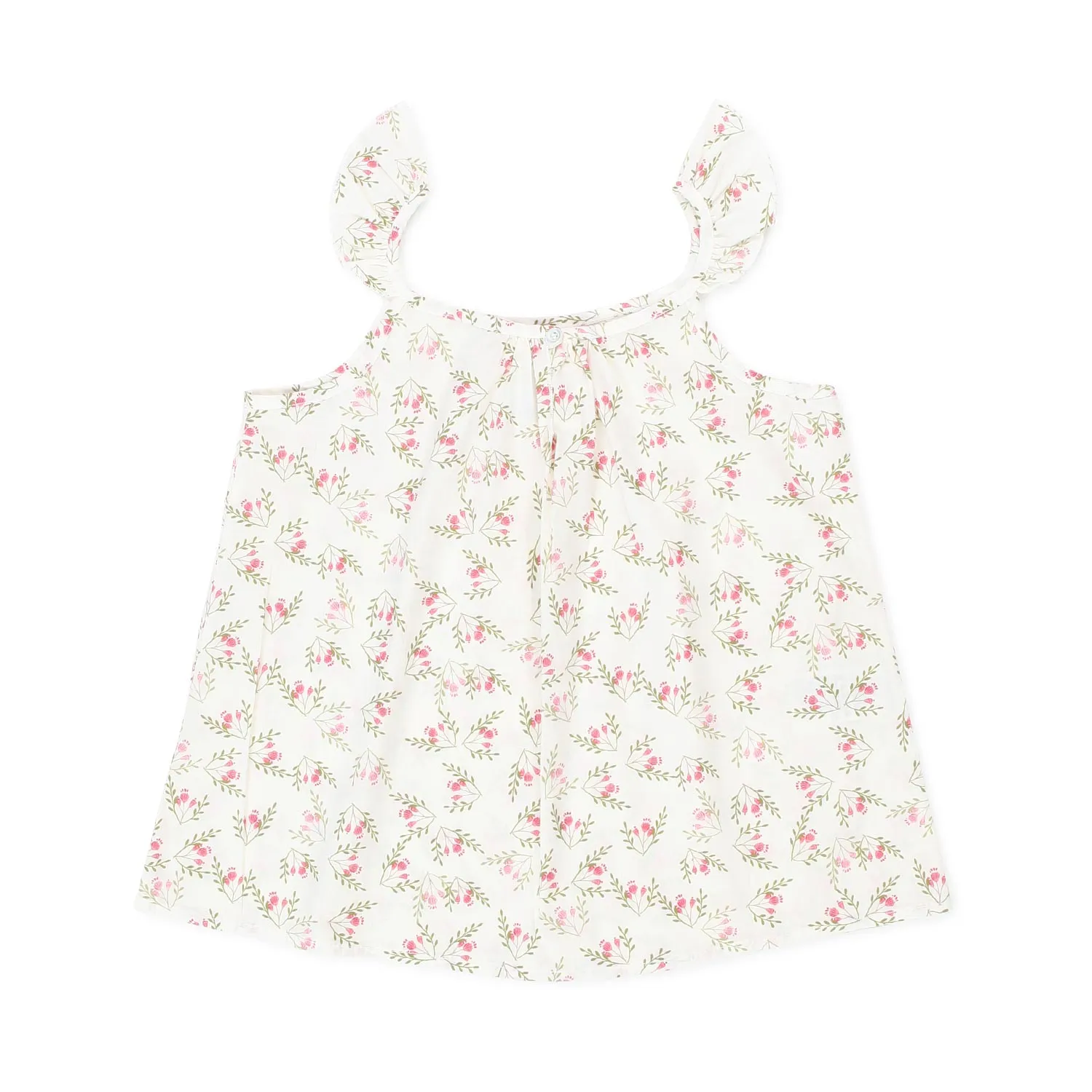Top Bianco Latte Con Fiori Multicolor Bambina