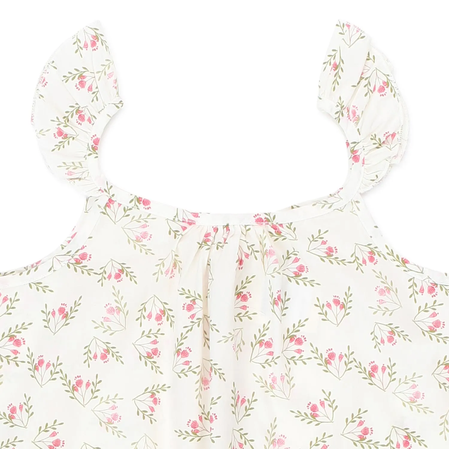 Top Bianco Latte Con Fiori Multicolor Bambina