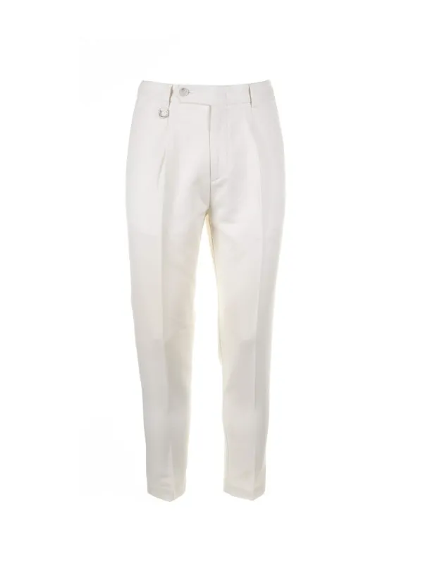 White cotton and linen trousers