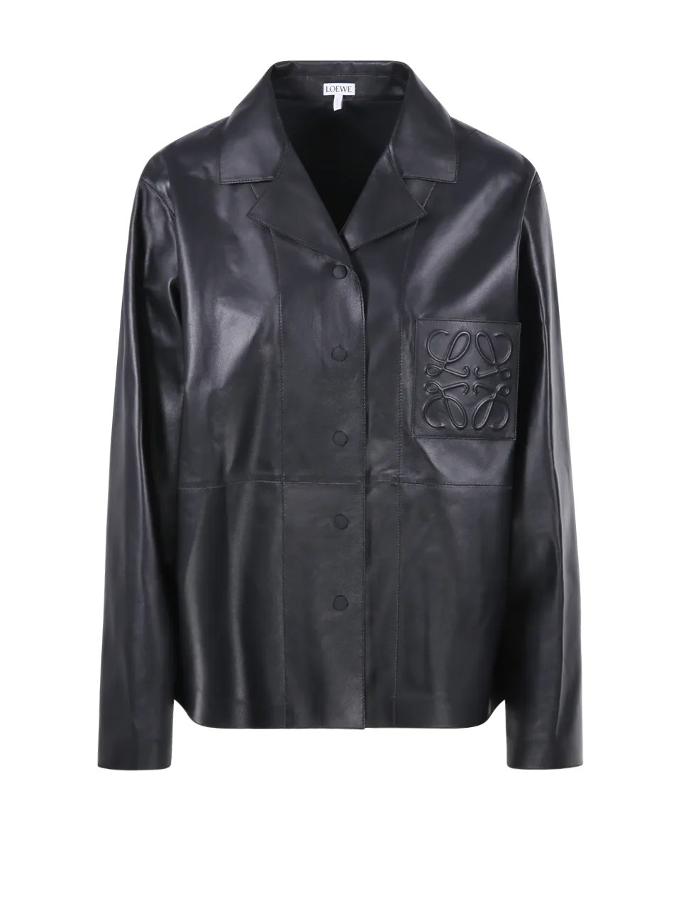 WOMAN LOEWE BLACK LEATHER ANAGRAM PYJAMA BLOUSE