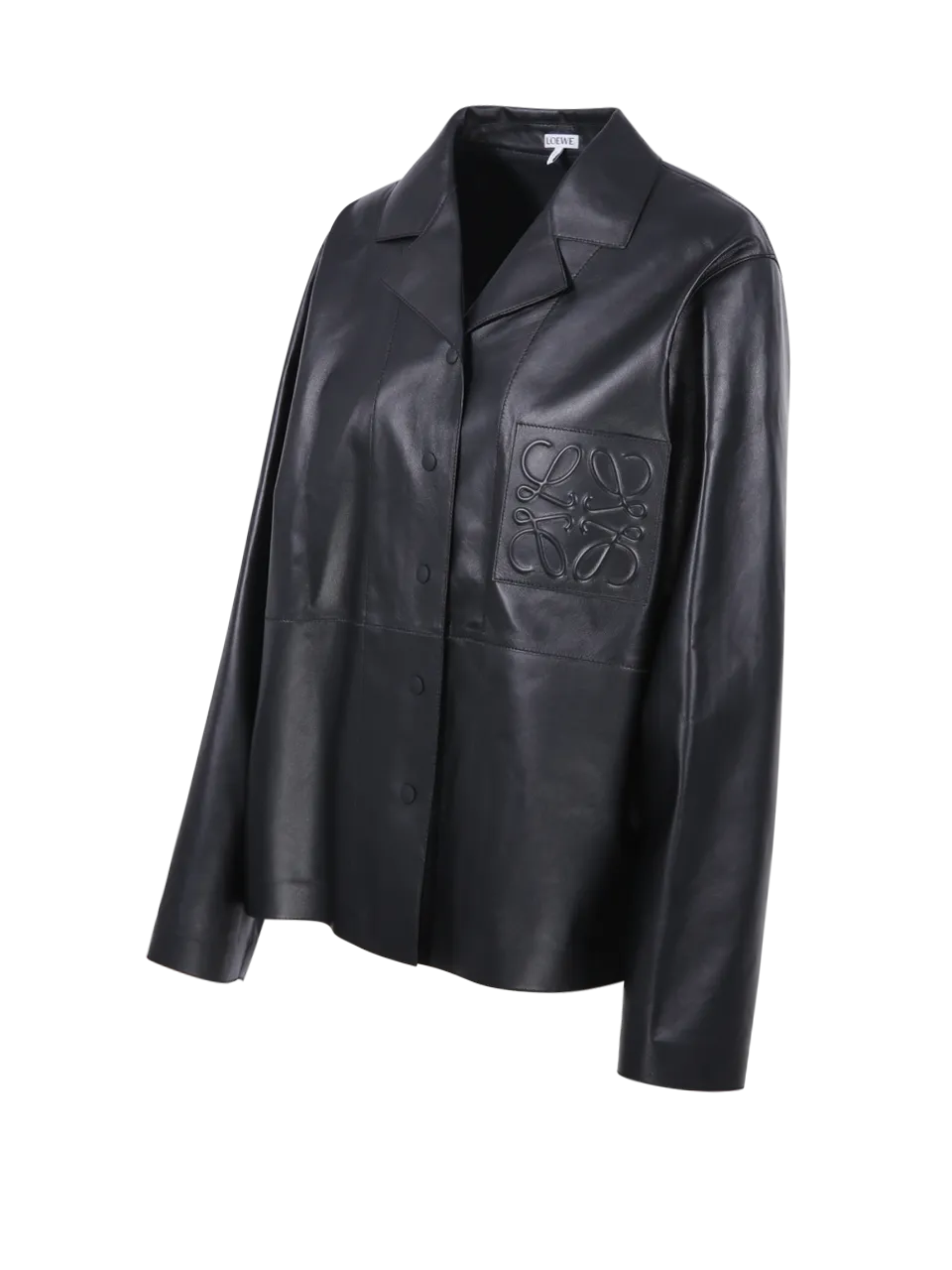 WOMAN LOEWE BLACK LEATHER ANAGRAM PYJAMA BLOUSE