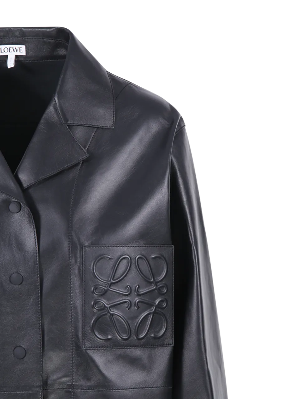 WOMAN LOEWE BLACK LEATHER ANAGRAM PYJAMA BLOUSE