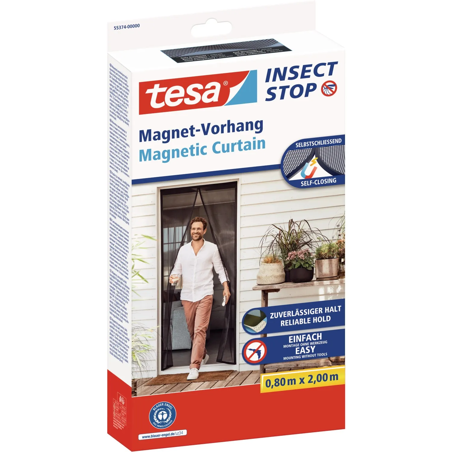 Zanzariera a tenda magnetica autochiudente Tesa 90x200 cm antracite