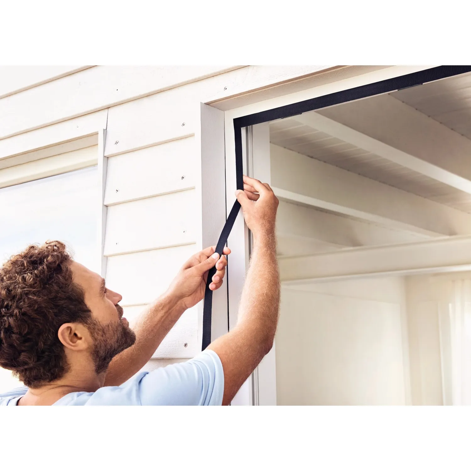Zanzariera a tenda magnetica autochiudente Tesa 90x200 cm antracite